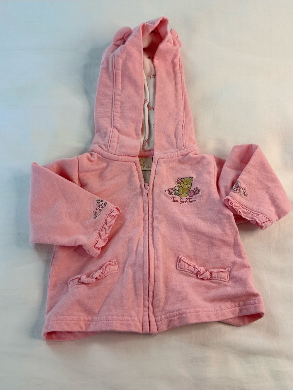 Classic Pooh Pink Baby Hooded with ears Jacket Winnie the Pooh Embroidery